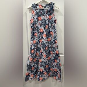 Easy Essentials Women’s Floral Print Sleeveless Summer Dress Cotton Size Medium